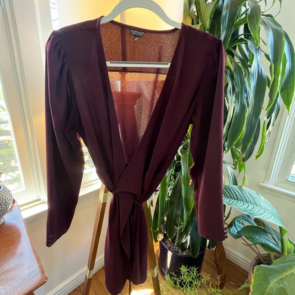 Maroon red wrap dress